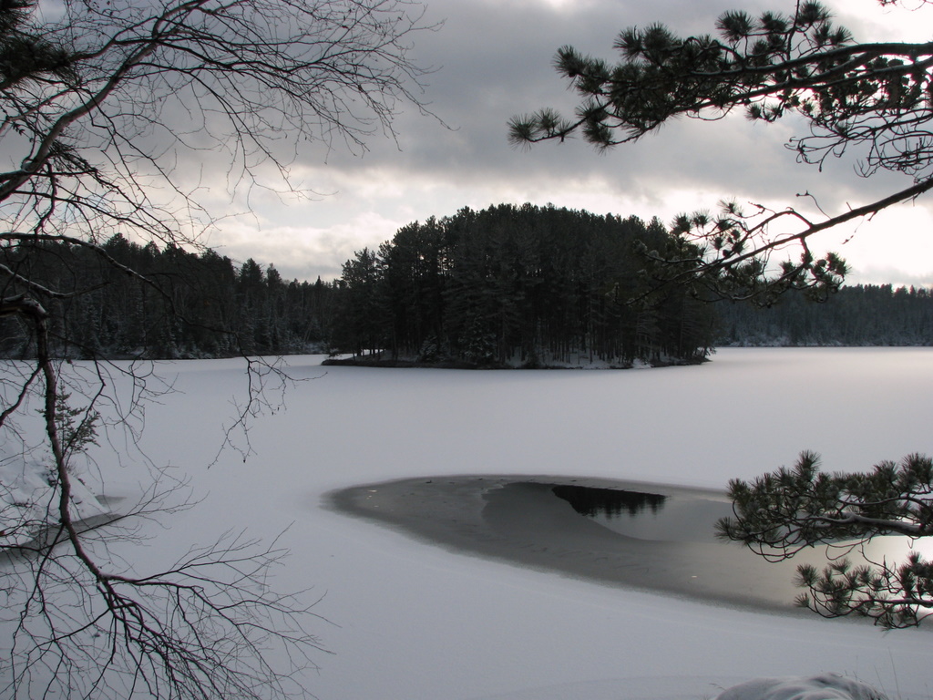 winter camping lake